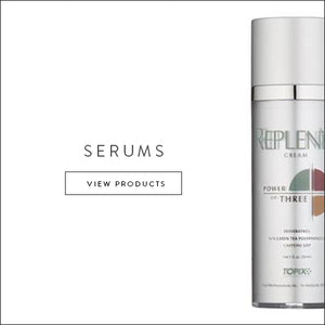 Serums. View Products. Container Of Serum Product